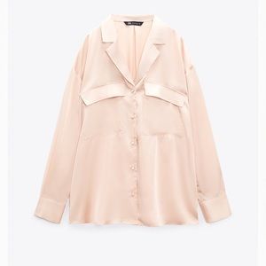 Zara neutral/ soft mauve button down shirt small